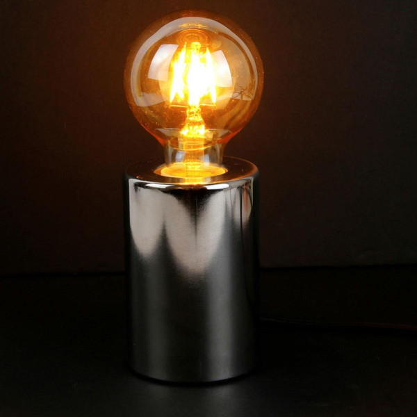 Lampes à poser 3S. x Home Lampe à Poser Cylindre Argent Métallisé SOLEIMAN