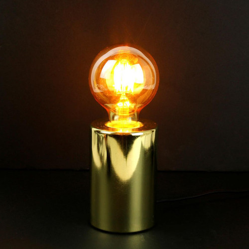 3S. x Home - Lampe à Poser Cylindre Doré Métallisé SOLEIMAN - Lampes à poser