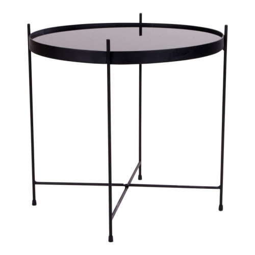 House Nordic - Table Basse Ronde 48 cm en Verre et en Acier Noir CHOQUI - Tables d'appoint