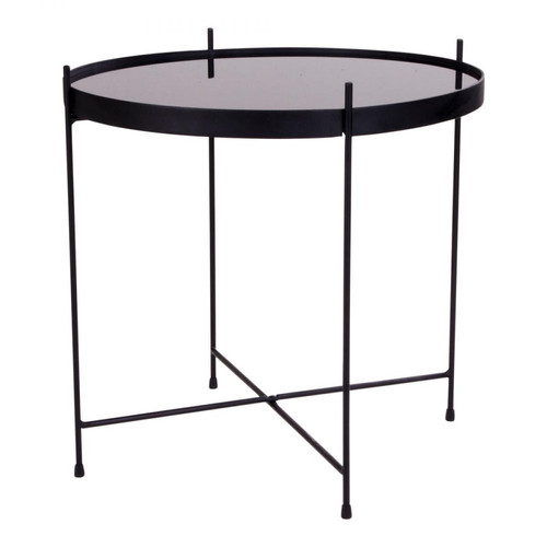 Tables d'appoint House Nordic Table Basse Ronde 48 cm en Verre et en Acier Noir CHOQUI