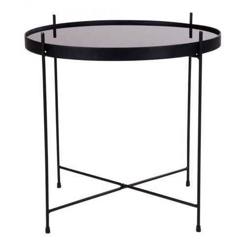 Table Basse Ronde 48 cm en Verre et en Acier Noir CHOQUI House Nordic
