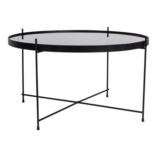House Nordic - Table Basse Ronde 70 cm en Verre et en Acier Noir ELLENA - Tables ronde