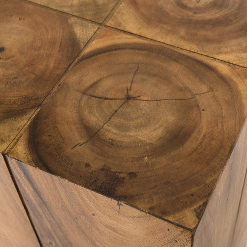 MACABANE Table d'appoint carrée haute 38x38cm bois Suar Surate