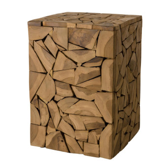MACABANE - Table d'appoint carrée mozaïc 30x30cm bois Teck Dalian