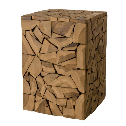 MACABANE - Table d'appoint carrée mozaïc 30x30cm bois Teck Dalian - Tables d'appoint