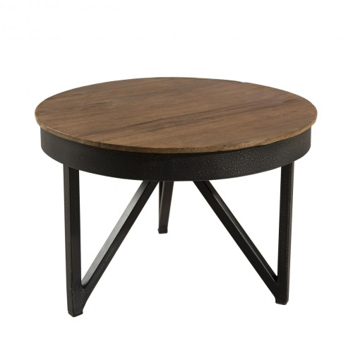 MACABANE - Table d'appoint ronde 50 cm bois et métal - SIANA - Tables basses