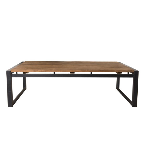 MACABANE - Table basse rectangulaire bois de Teck recyclé pieds métal - SIANA - Tables basses