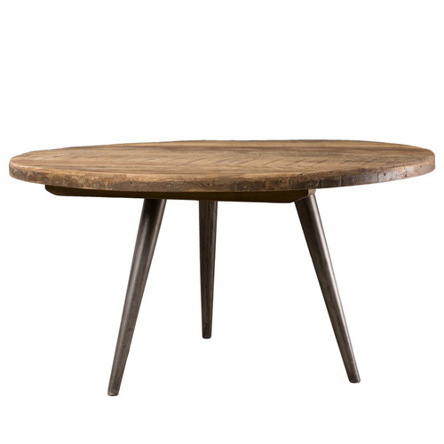 Tables basses Table d'appoint ronde 55 cm bois de Teck recyclé et pieds métal - SIANA