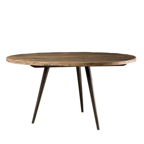 MACABANE - Table basse ronde 75cm bois de Teck recyclé et métal - SIANA - Tables basses