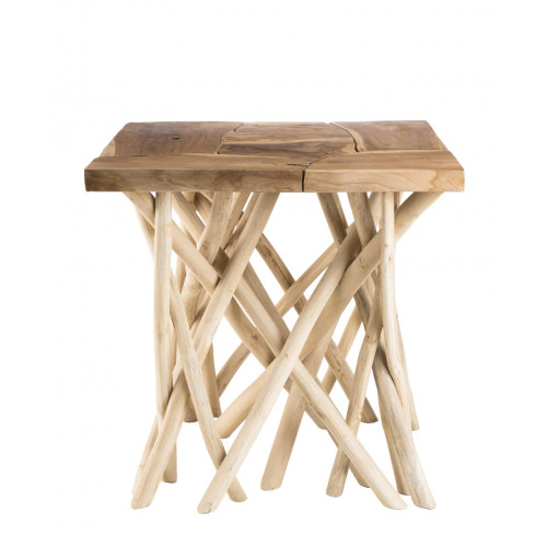 MACABANE - Table d'appoint bois nature - plateau Teck pieds bois flotté - CLEA - Tables basses
