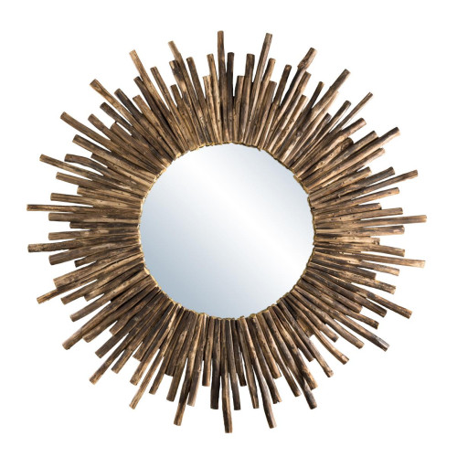 Miroirs MACABANE Miroir rond soleil bois nature branches - CLEA