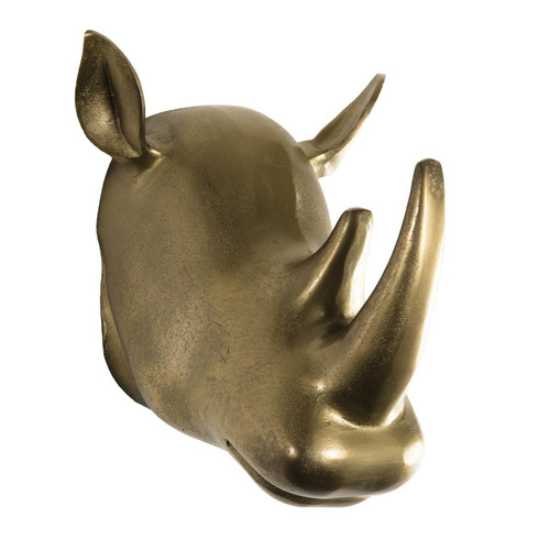 MACABANE - Statue rhinoceros aluminium doré - JANICE - Décoration