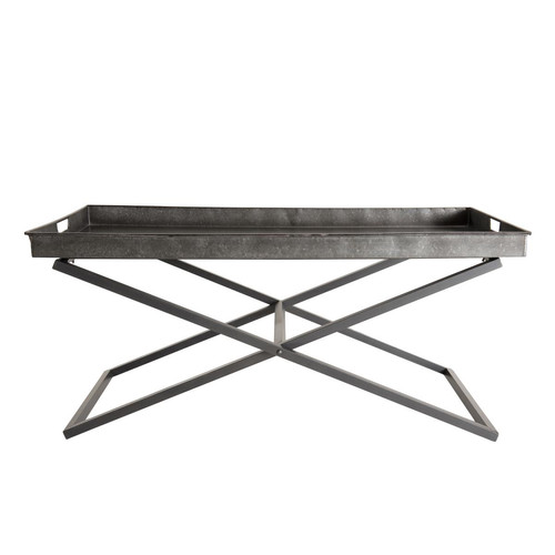 MACABANE - Table basse plateau Zinc pieds croisés métal - ELYNA - Tables basses
