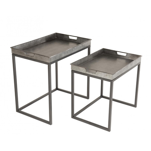 Tables d'appoint Set de 2 tables d'appoint gigognes rectangulaires en zinc et métal - ELYNA