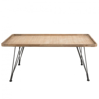 MACABANE - Table basse rectangulaire cannage pieds métal