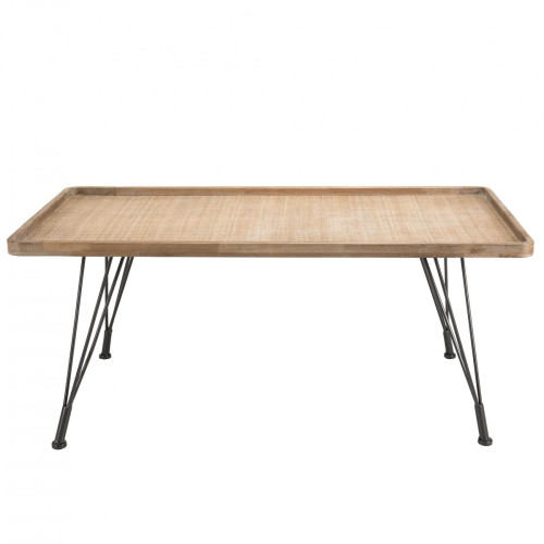 MACABANE - Table basse rectangulaire cannage pieds métal - DORINA - Tables basses