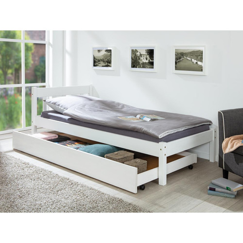 3S. x Home -  Tiroir de lit blanc à roulettes Umea weiss 200 - Lit Enfant Design