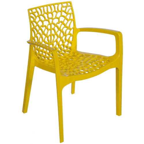 3S. x Home - Chaise Design Jaune Avec Accoudoirs GRUYER - Chaises