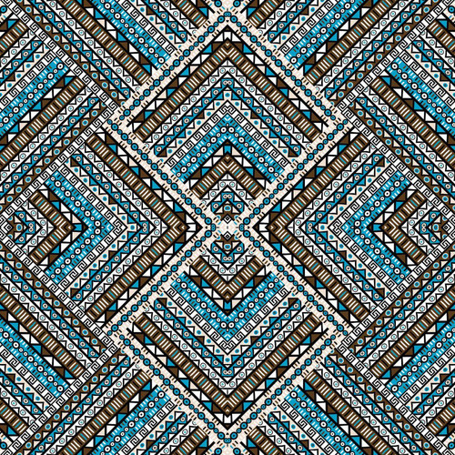 DECLIKTABLEAU - Tableau The Fifth Patchwork Ethnicia 60 x 60 - Tableaux, peintures Bleu
