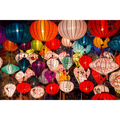 DECLIKTABLEAU - Tableau Voyage Lanternes Asiatiques 80x55 - Décoration Rouge