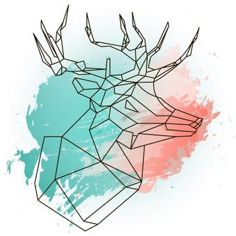 DECLIKTABLEAU - Tableau Animal Blue and Pink Deer 50x50