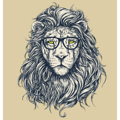 DECLIKTABLEAU - Tableau Animal Hipster Lion Hipster 50x50 - Tableaux, peintures Marron