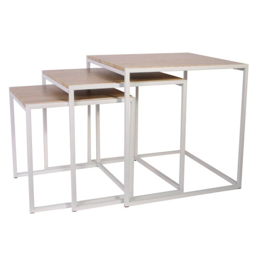 3S. x Home - Tables Gigognes 45x45cm Blanc GLOC - Tables d'appoint