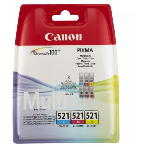Canon - 2934B010 - Cartouches 3 couleurs CLI-521 - Cyan, Magenta, Jaune - Canon