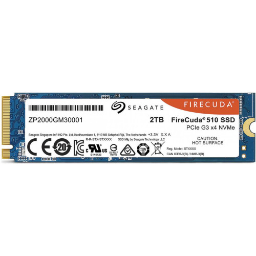 Seagate - FireCuda 510 SSD - 2 To -  M.2 2280-D2 - M.2 2280-D2 NVMe PCIe Gen3 x4 - SSD Interne Pci-express 3.0 4x