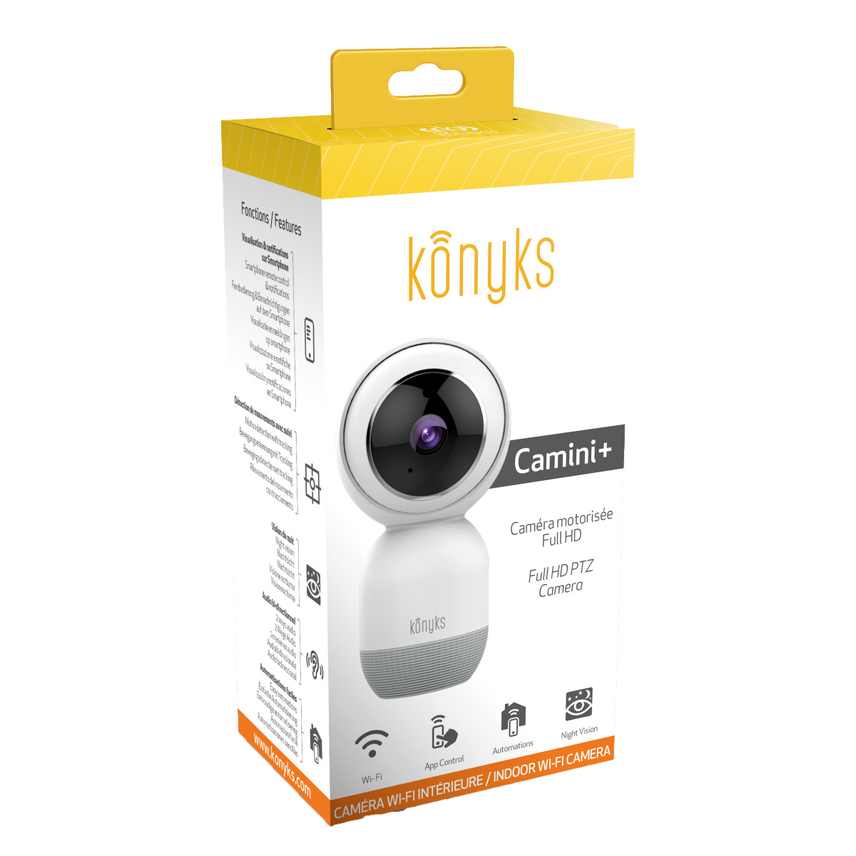 Caméra de surveillance connectée Konyks Camini+ - Caméra Wi-Fi Full HD Tracker