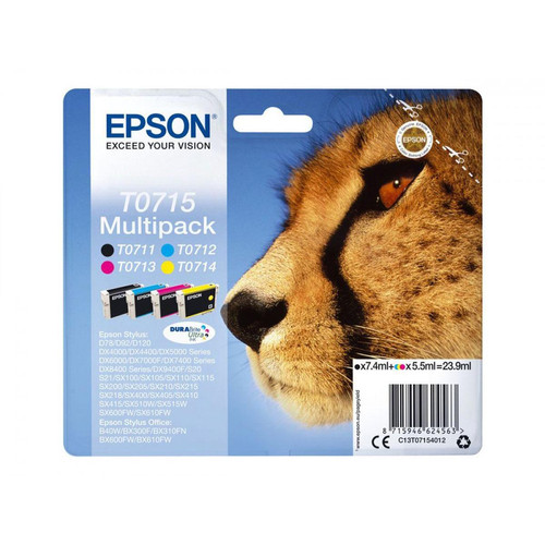 Epson - T0715 Multipack - noir, jaune, cyan, magenta - Cartouche, Toner et Papier