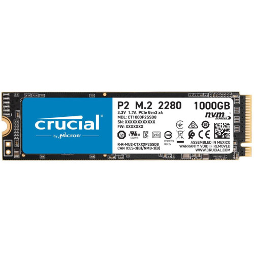 Crucial - P2 3D NAND - 1 To - M.2 NVMe PCIe Crucial   - SSD Interne Pci-express 3.0 4x