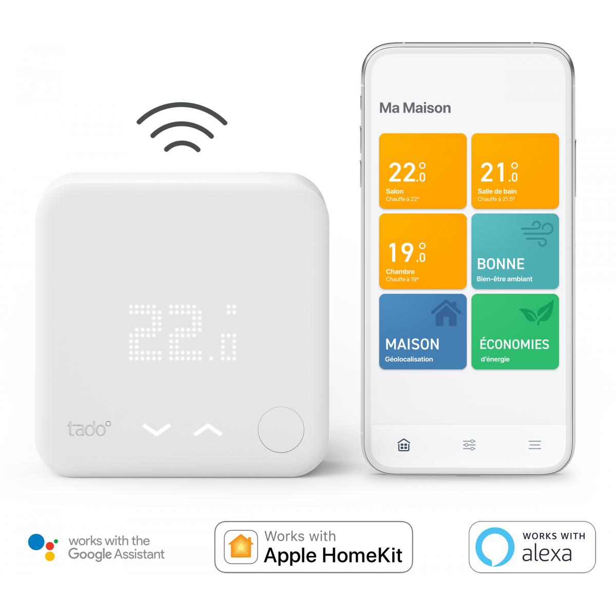 Thermostat connecté Kit de démarrage V3+ - Thermostat Intelligent sans fil + 4x Têtes Thermostatiques Intelligentes - Quattro Pack