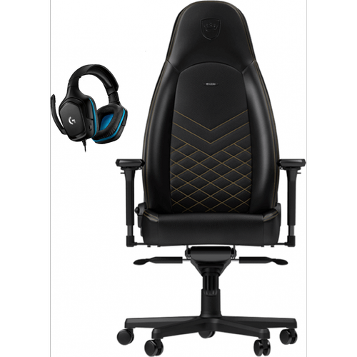 Chaise gamer Noblechairs ICON - Noir/Or + G432 - Filaire