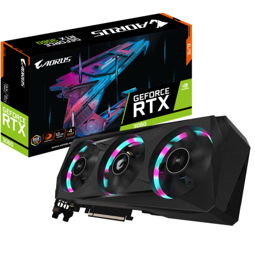Gigabyte - AORUS GeForce RTX 3060 ELITE 12G (rev. 2.0) (LHR)  - Nvidia GeForce RTX 3060 Carte Graphique NVIDIA