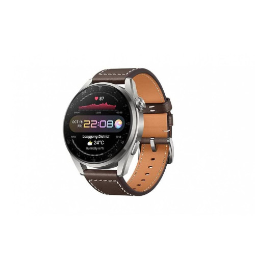 Huawei - Watch 3 Pro Classic - 4G - Bracelet Cuir Marron - Montre connectée Huawei