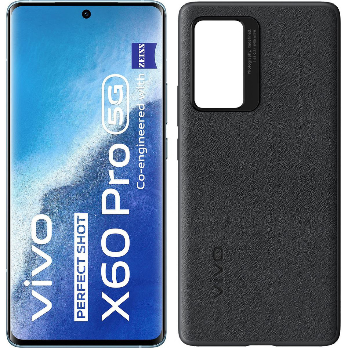 Vivo X60 Pro 5G - 256 Go - Bleu + Coque en cuir noire OFFERTE