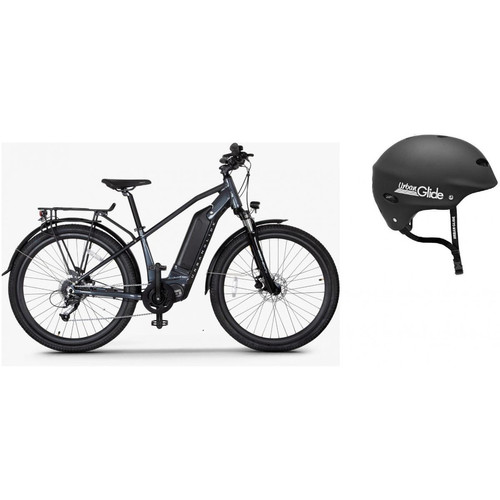 Urbanglide - Vélo électrique E-Bike M5 - 250W - Chrome + Casque M OFFERT - Semaine internationale des Familles