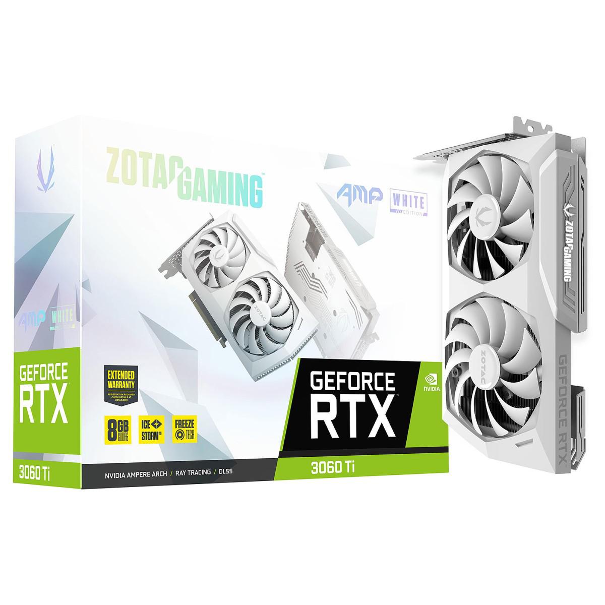 Carte Graphique NVIDIA Zotac GAMING GeForce RTX 3060 Ti AMP WHITE Edition LHR