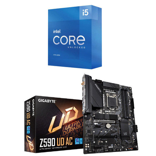 Intel - Kit processeur Intel Core™ i5-11600K - 3,9/4,9 GHz + Carte mère Gigabyte Z590 UD AC - Processeur Intel core i5