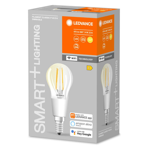 Ledvance Ampoule connectée Smart+ WiFi SPHERIQUE FIL CLAIR 40W E14 - Puissance variable - X3