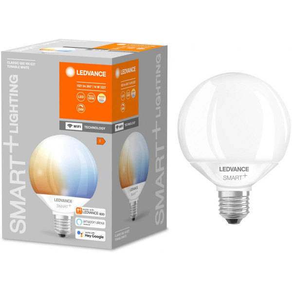 Lampe connectée Ledvance Ampoule connectée Smart+ WIFI Globe95 dépolie 100W E27 - Variation de blancs