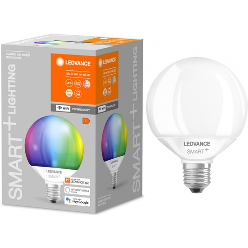 Ledvance - Ampoule Smart+ WIFI GLOBE95 DEPOLIE 100W E27 - Couleur changeante - Eclairage connecté