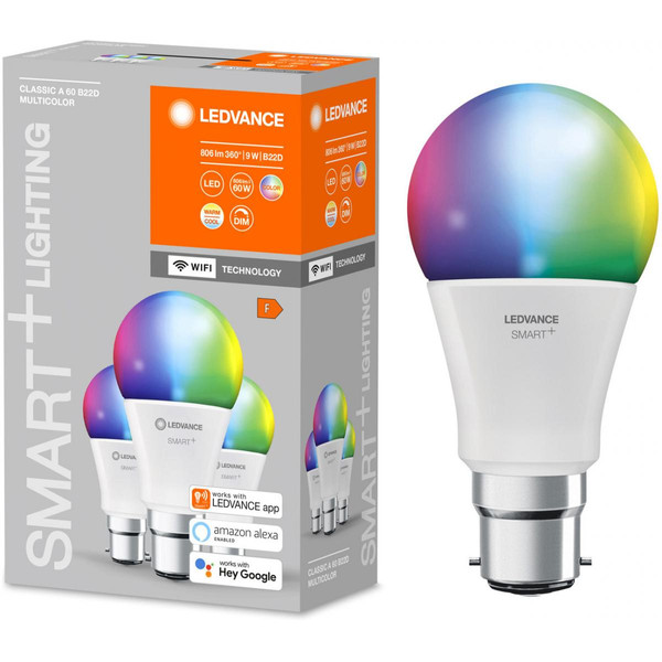 Lampe connectée Ledvance Lot de 3 ampoules Smart+ WIFI standard dépolie 60W B22 - Couleur changeante