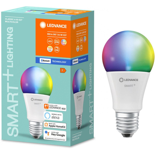 Lampe connectée Ledvance Ampoule connectée Smart+ Bluetooth STANDARD DEPOLIE 60W E27 - Couleur changeante
