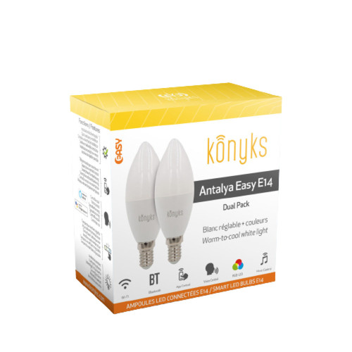 Konyks -Antalya E14 MAX Easy - Ampoule connectée RGB - X2 Konyks  - Lampe connectée Non