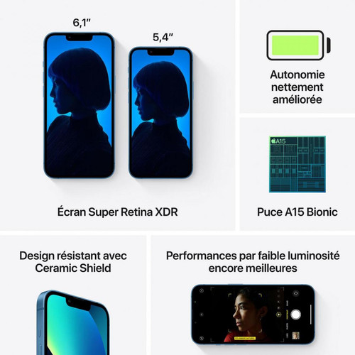 iPhone iPhone 13 Mini - 512 Go - Bleu - sans écouteurs
