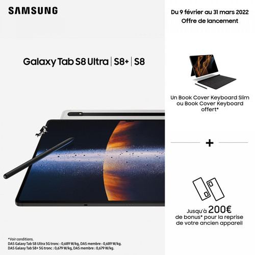 Tablette Android Samsung Galaxy-Tab-S8-PLUS-5G-128-Anthracite