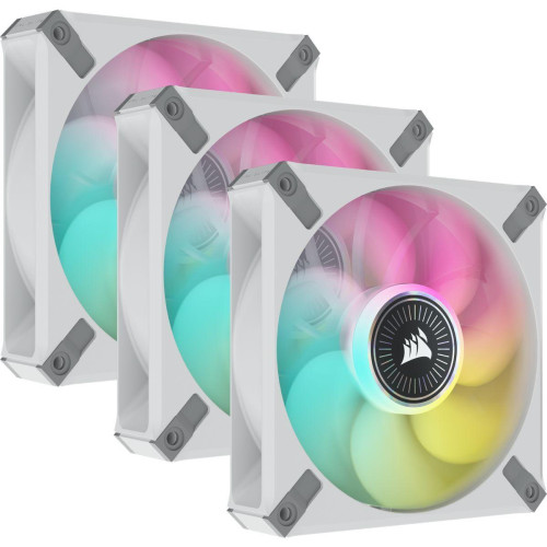 Corsair - Trois ventilateurs iCUE ML120 RGB ELITE Premium 120mm Blanc avec iCUE Lighting Node CORE - Tuning PC