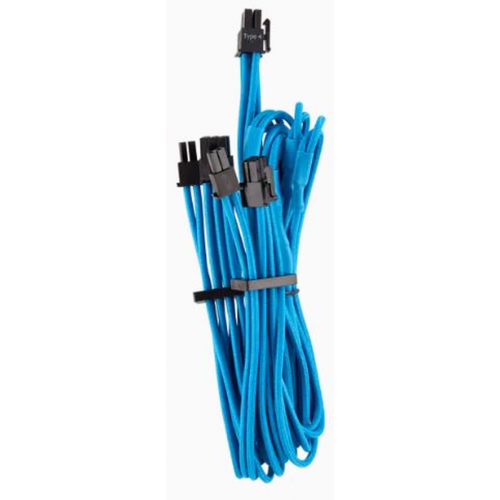 Corsair - Câbles PCIe (connecteur double) type 4 Gen 4 à gainage individuel Premium – bleus - Corsair